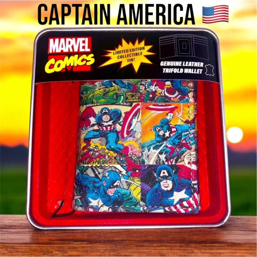 Captain America 🇺🇸 Hero Patterned Mens Wallet NWT